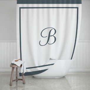 Rideaux De Douche Monogramme élégant de bordure d'ardoise foncée en 