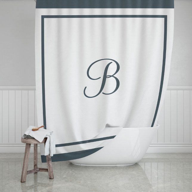 Rideaux De Douche Monogramme élégant de bordure d'ardoise foncée en  (Créateur téléchargé)