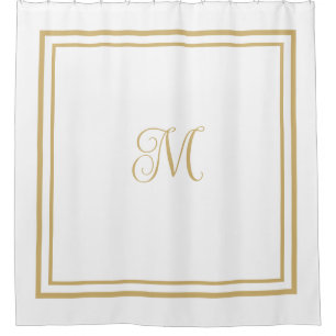 Rideaux De Douche Monogramme élégant or double bordure