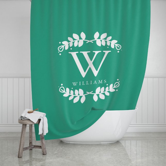 Rideaux De Douche Monogramme Emerald Green (Créateur téléchargé)