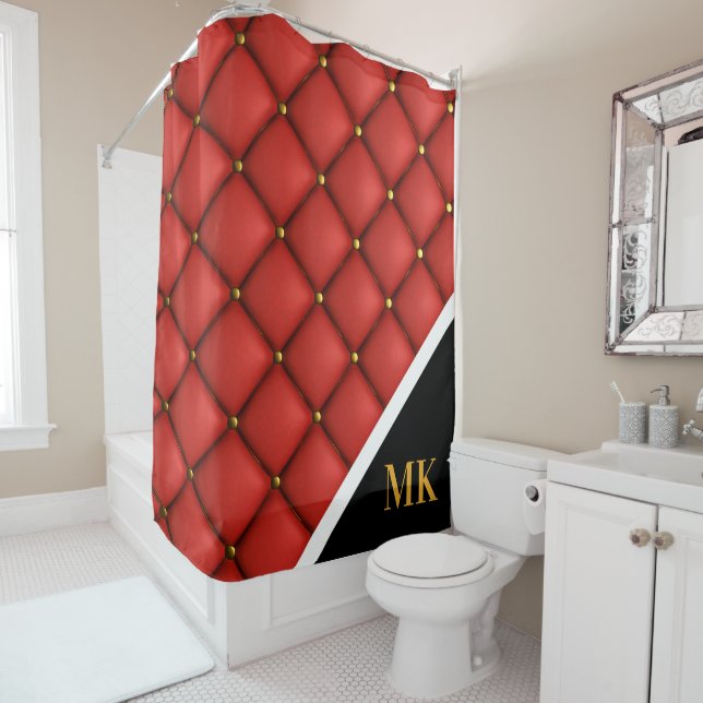 Rideaux De Douche Monogramme en cuir vintage (En situation)