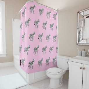 Rideaux De Douche Monogramme et joli Zebra style motif rose