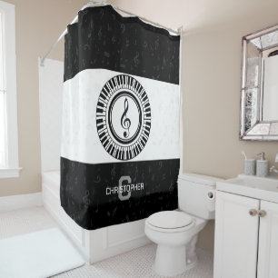 Rideaux De Douche Monogramme et nom clé treize dans les touches de p