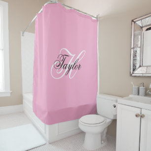 Rideaux De Douche Monogramme fantaisie noir et blanc Rose