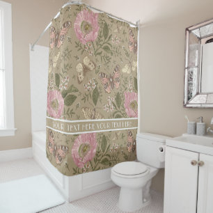 Rideaux De Douche Monogramme floral botanique de fleurs sauvages à l