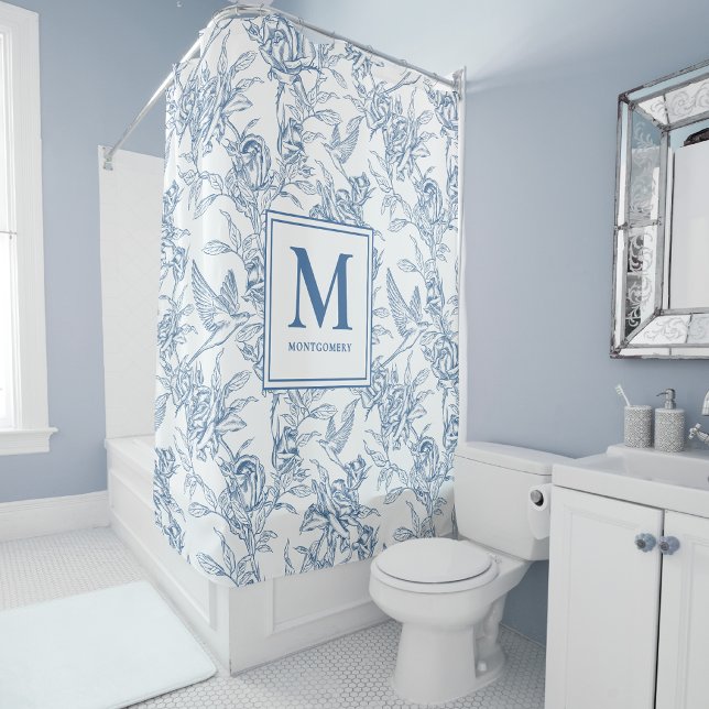 Rideaux De Douche Monogramme français Toile de Jouy Floral Vintage B (Créateur téléchargé)
