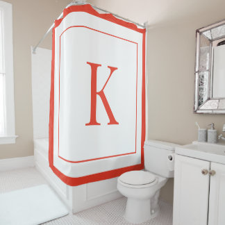 Rideaux De Douche monogramme initial moderne blanc et orange