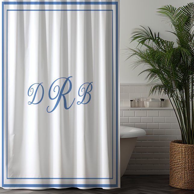 Rideaux De Douche Monogramme Initial Personnalisé Calligraphie Class (Créateur téléchargé)