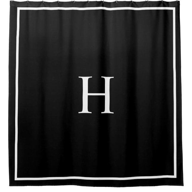 Rideaux De Douche Monogramme Moderne Élégant Noir (Devant)