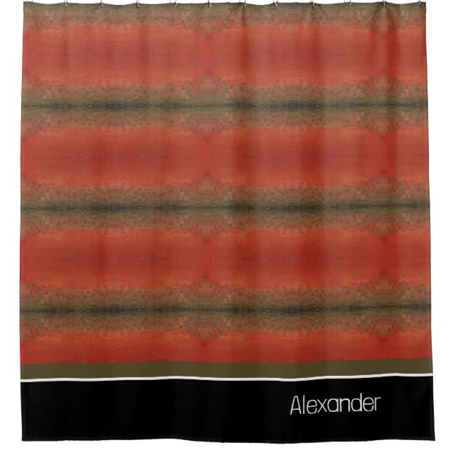 Rideaux De Douche Monogramme moderne Saumon Poisson Design noir blan (Devant)