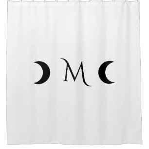 Rideaux De Douche Monogramme noir et blanc moderne des lunes de croi