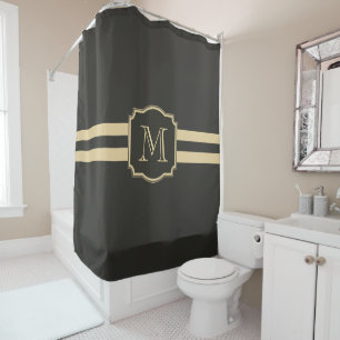 Rideaux De Douche Monogramme noir et d'or