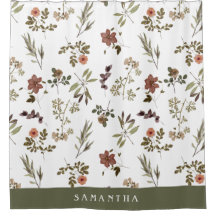 Monogramme Nom Fleur Sauvage Bourgogne Vert