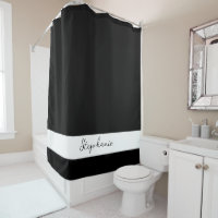 Monogramme Nom Personnalisé Élégant Noir Blanc