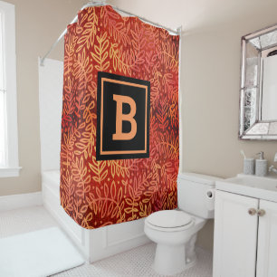 Rideaux De Douche Monogramme orange or ombre feuille motif moderne