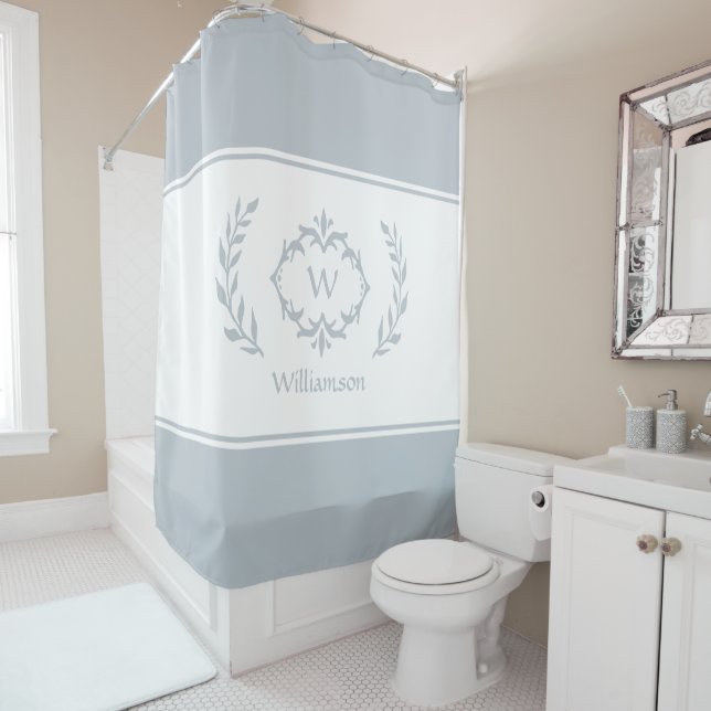Rideaux De Douche Monogramme personnalisé avec initiale du nom tenda (En situation)