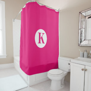 Rideaux De Douche Monogramme rose chaud initial Nom personnalisé mod
