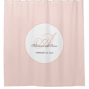 Rideaux De Douche Monogramme Rose et Blanc
