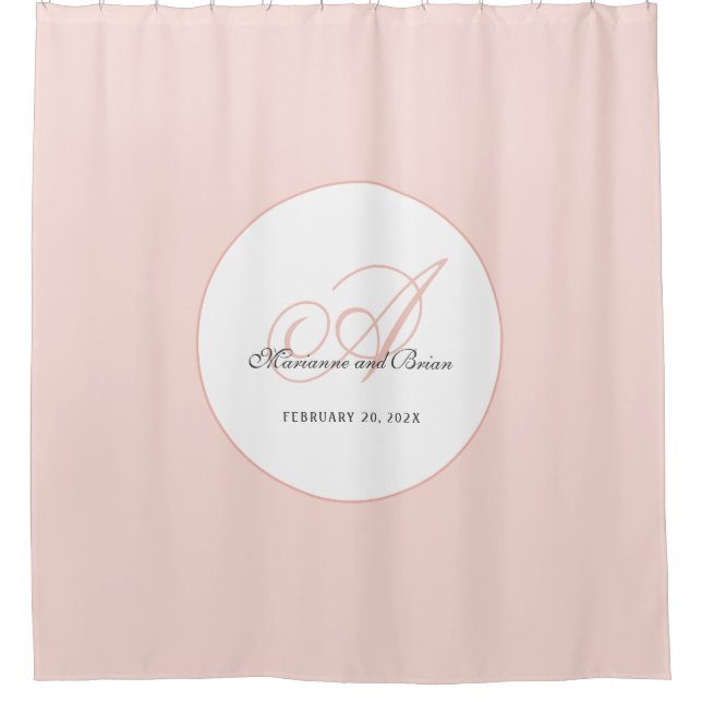 Rideaux De Douche Monogramme Rose et Blanc (Devant)
