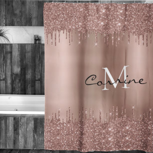 Rideaux De Douche Monogramme Rose Gold Dbl Parties scintillant de sé