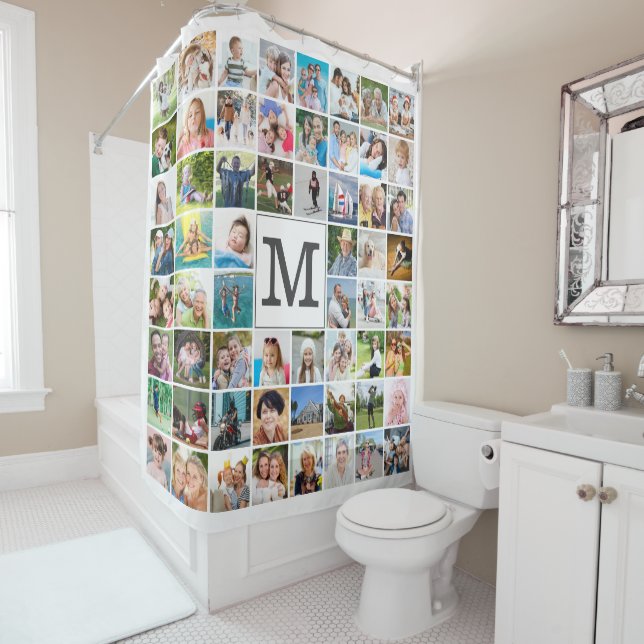 Rideaux De Douche Monogramme simple Collage photo 60 (En situation)