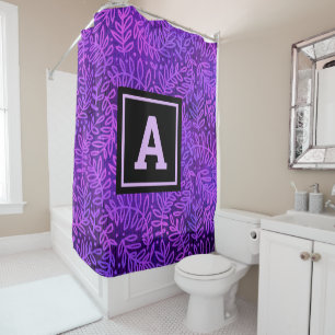 Rideaux De Douche Monogramme violet ombre feuille motif audacieux mo