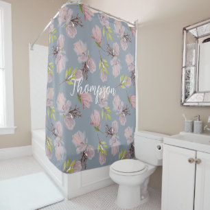 Rideaux De Douche Monogrammed Belle belle moderne et attrayant bleu