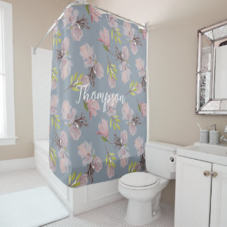 Rideaux De Douche Monogrammed Belle belle moderne et attrayant bleu