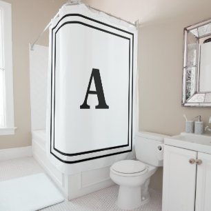 Rideaux De Douche Monogrammes Initiales Noir Blanc Minimal Nom moder