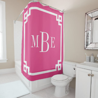 Rideaux De Douche Monographie de la bordure de clé grecque rose