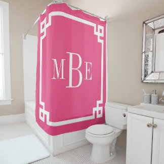 Rideaux De Douche Monographie de la bordure de clé grecque rose chau
