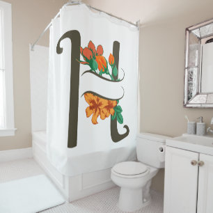 Rideaux De Douche Monographie florale H lettre majuscule