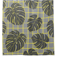 Monstera Feuilles : Jaune-Gris moderne Abstrait
