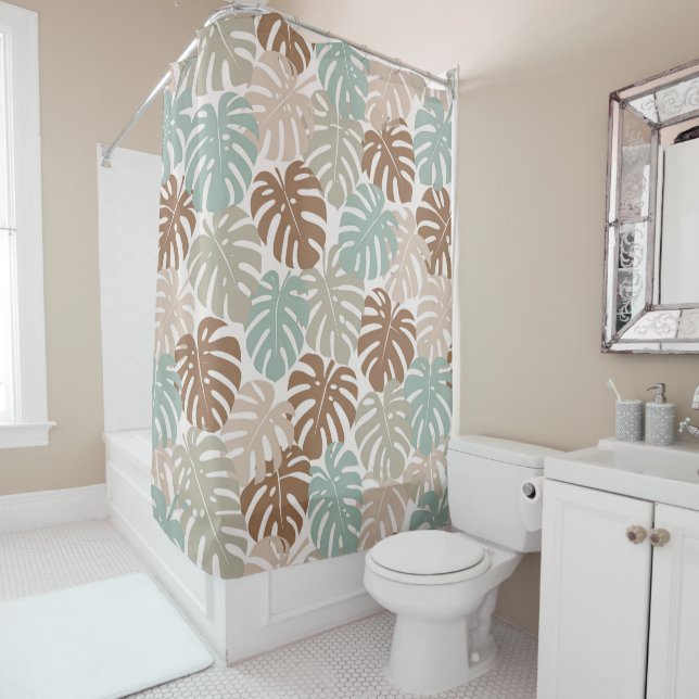Rideaux De Douche Monstera moderne hawaï boho (En situation)