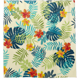 Rideaux De Douche Monstère tropicale Hibiscus Motif d'été