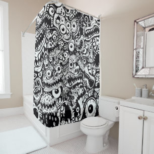 Rideaux De Douche monstres motif laid abstrait effroi éffrayant dépl