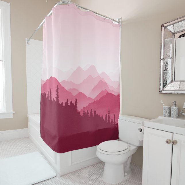 Rideaux De Douche Montagnes roses (En situation)