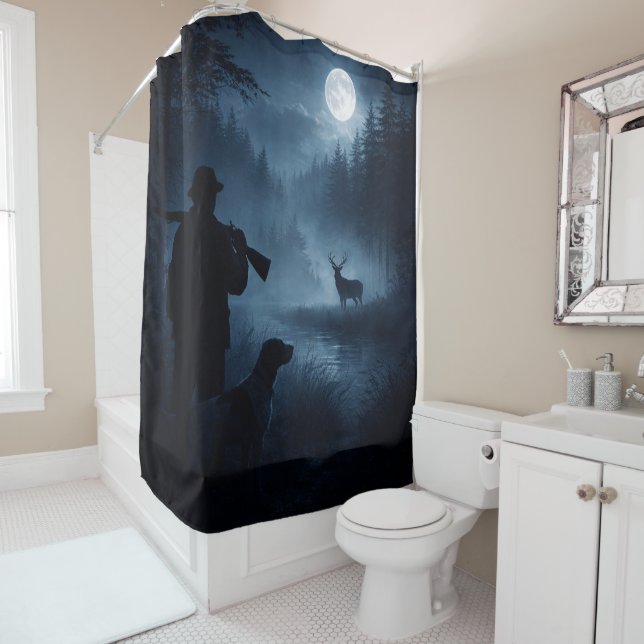 Rideaux De Douche Moonlit hunt in the mist (En situation)