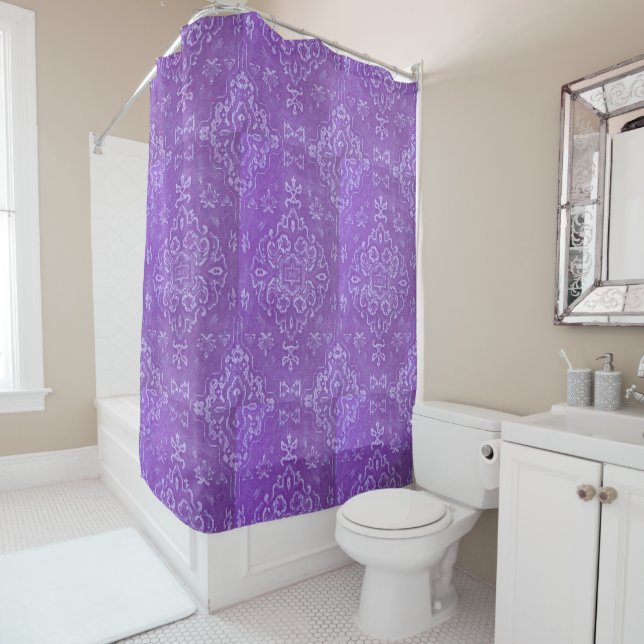 Rideaux De Douche Moquette persane en violet (En situation)