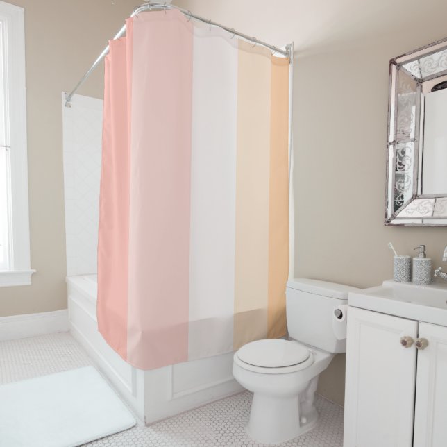 Rideaux De Douche Morning Dew rayures rose et jaune (En situation)