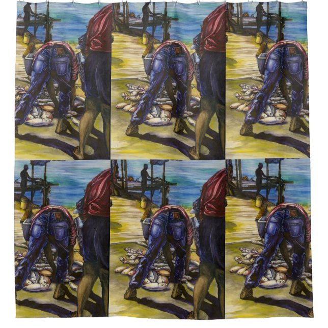 Rideaux De Douche Morning's Catch, Harbour Island, Bahamas (Devant)