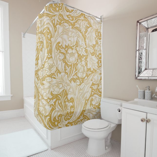 Rideaux De Douche Morris Bachelor's Button Flower & Golden Stems (En situation)