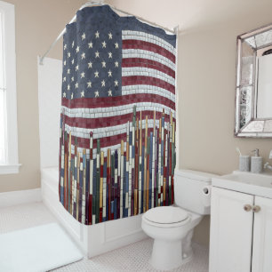 Rideaux De Douche Mosaic American Drapeau Vitrage Abstrait