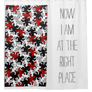 Rideaux De Douche Mosaic Miroir Motif Geckos - rouge noir blanc