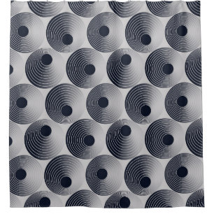 Rideaux De Douche Mosaïque argent-noir : texture des anneaux concent