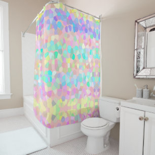 Rideaux De Douche Mosaïque bleu jaune rose vert pastel Abstrait