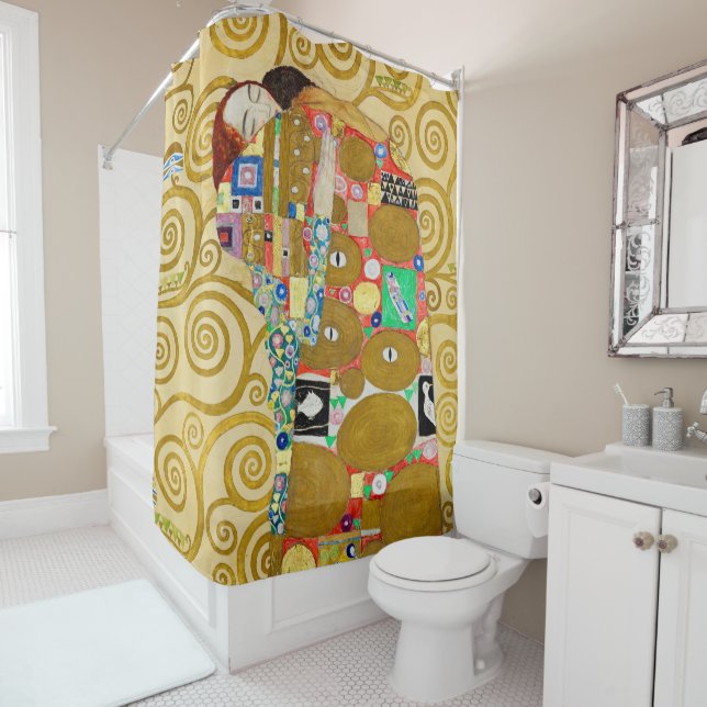 Rideaux De Douche Mosaïque d'accomplissement de Klimt : Frise vintag (En situation)