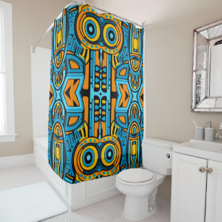 Rideaux De Douche Mosaïque en miroir : Turquoise anamorphique & Bleu