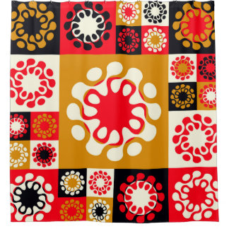 Rideaux De Douche mosaïque ethnique de style asiatique avec fleurs s