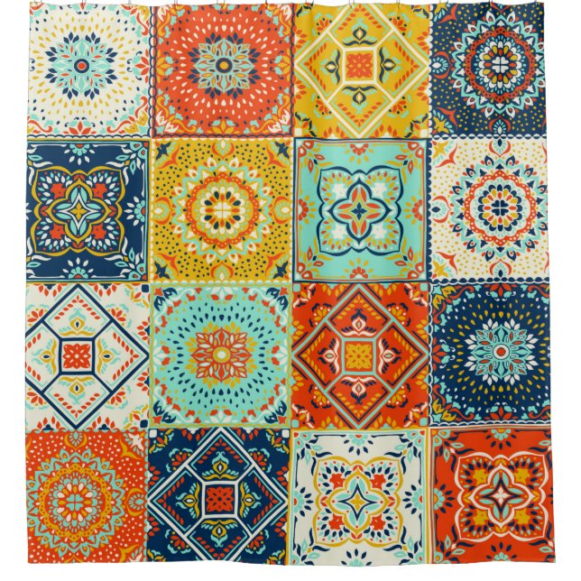 Rideaux De Douche Mosaïque marocaine illustration motif (Devant)